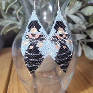 Handmade Goth Girl, Wednesday, Dancing With My Hands Beaded Earrings #2